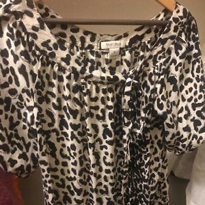 Black and White leopard print silk shirt